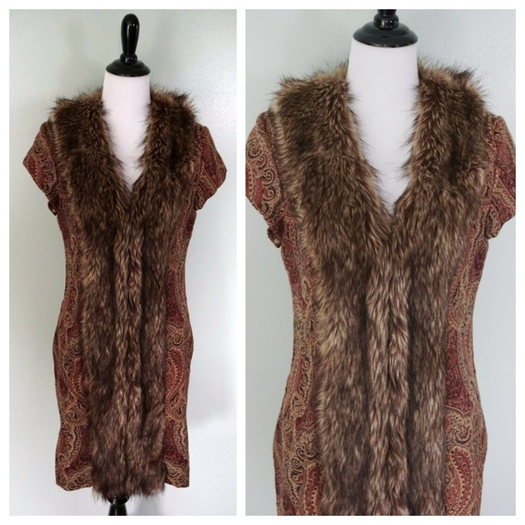 Chico's Jackets & Blazers - Last Chance!  CHICOS Paisley Faux Fur Coat